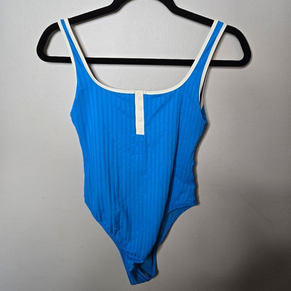 Aerie One Piece Swim Bikini Blue Cheeky Mediu.